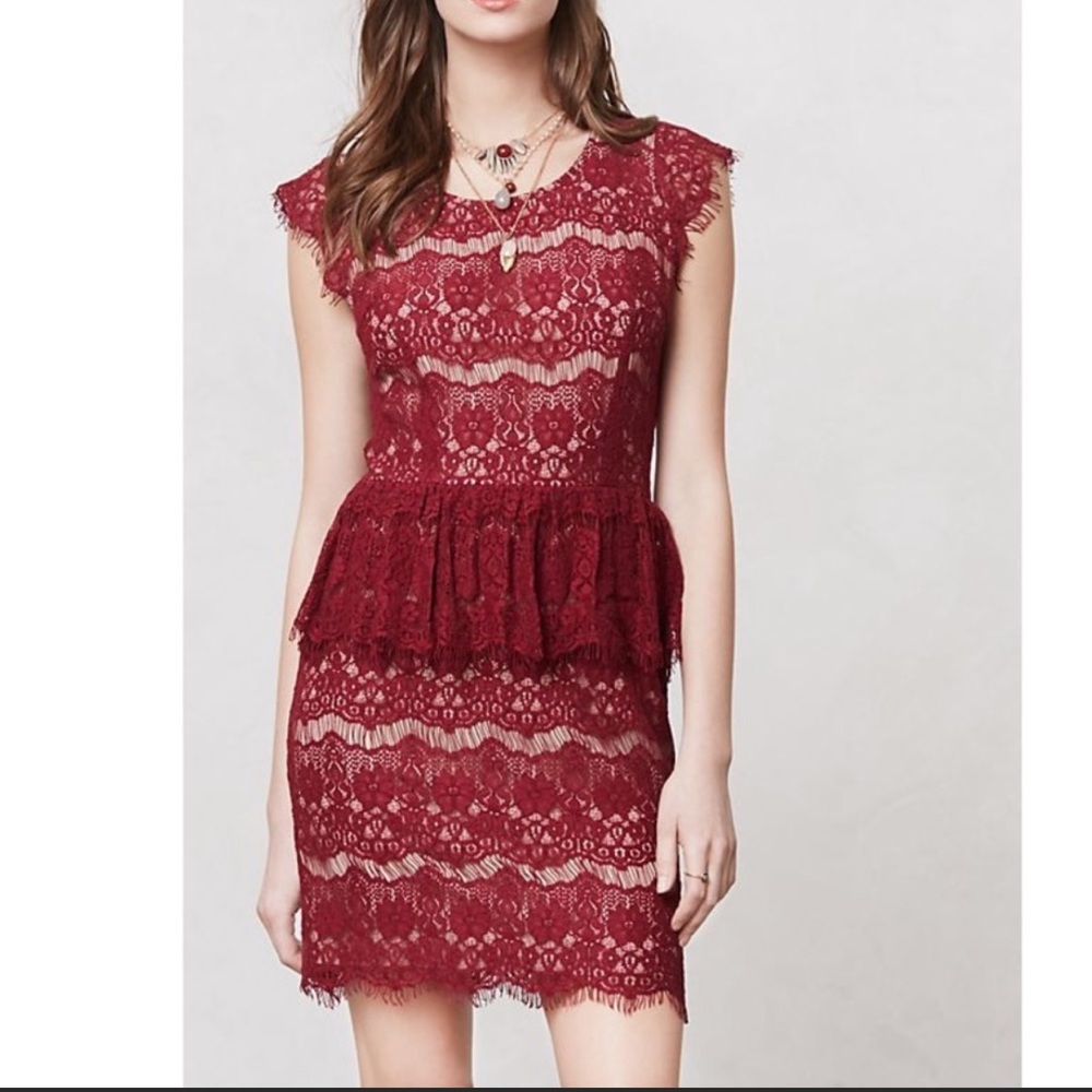 Anthropologie Maeve Elsa Lace Peplum Dress